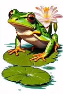 Green Tree Frog on Lily pad tattoo design idea
