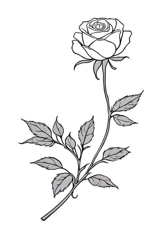 rosebud centered from top down view point tattoo design idea