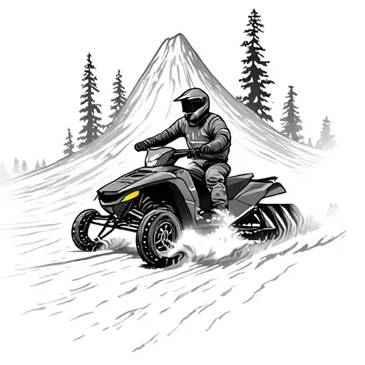 volcano snowmobile rider mountin  tattoo design idea