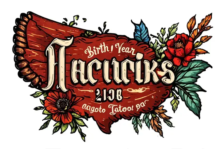 birth year and last name incorporated tattoo design idea