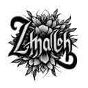 "Zhaleh" name written tattoo design idea