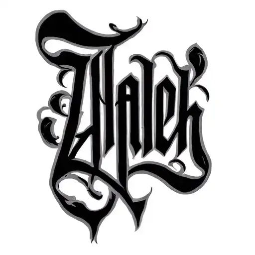 "Zhaleh" name written tattoo design idea