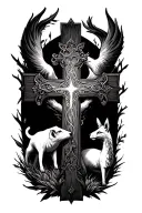 a cross with animals inside and another cross tattoo design idea