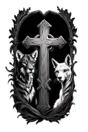 a cross with animals inside and another cross tattoo design idea