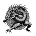 aztec god quetzalcoatl fighting demons tattoo design idea