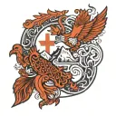  line drawing where one half represents chile and the other norway tattoo design idea