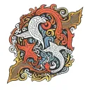  line drawing where one half represents chile and the other norway tattoo design idea