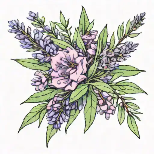 lavender, rosemary, eucalyptus leaves tattoo design idea