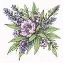 lavender, rosemary, eucalyptus leaves tattoo design idea