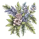 lavender, rosemary, eucalyptus leaves tattoo design idea
