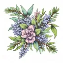lavender, rosemary, eucalyptus leaves tattoo design idea