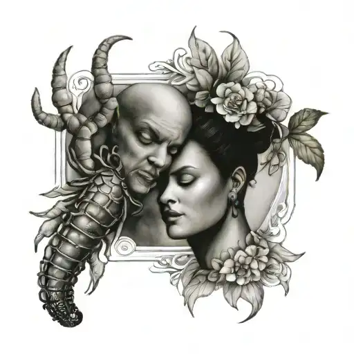 cancer and virgo zodiac sign tattoo design idea
