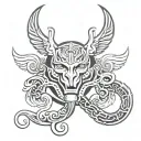 cross with quetzalcoatl wrapped round tattoo design idea