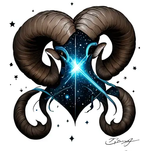 aries intertwined with sagittarius and  gemini constellation symbols tattoo design idea