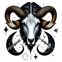 aries intertwined with sagittarius and  gemini constellation symbols tattoo design idea