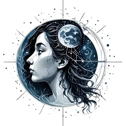 Aquarius constellation reflecting with air element tattoo design idea