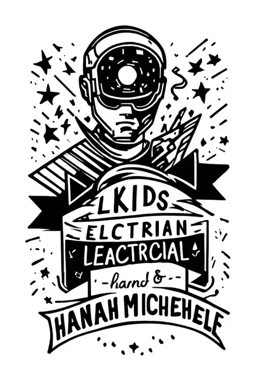 Electrician Spark KIds name Lars and Hannah Michelle tattoo design idea