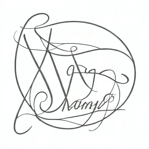 an F composed of the first names Marc Marion Thomas tattoo design idea