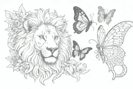 a butterfly and a lion but the butterfly should be on the words july 23 1976 in cursive -nivember 15th 2021  tattoo design idea