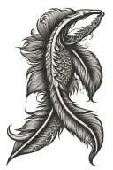 fish hook feathers hanging tattoo design idea