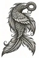 fish hook feathers hanging tattoo design idea