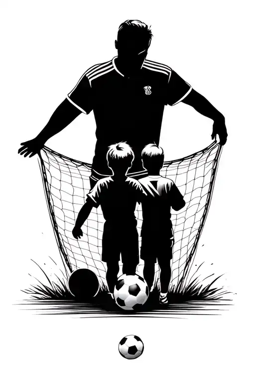 soccer and family of 3 mom dad and son tattoo design idea