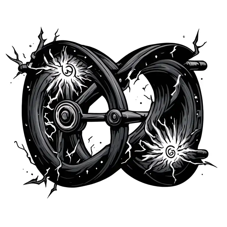 Ohms Law Wheel with electricity sparks tattoo design idea
