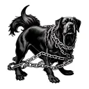 Hell hound with chain wrapped around tattoo design idea