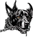 Hell hound with chain wrapped around tattoo design idea
