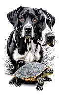 2 german shorthaired pointers and 1 box turtle tattoo design idea