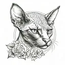Sphynx Katze with Lillien tattoo design idea