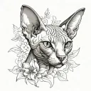 Sphynx Katze with Lillien tattoo design idea