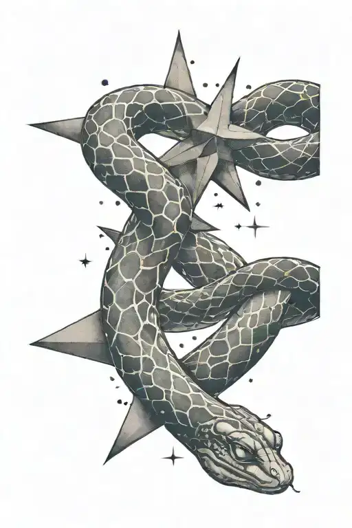 Pleiades constellation stars with a snake tattoo design idea