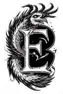 FENIX Y LETTER E tattoo design idea