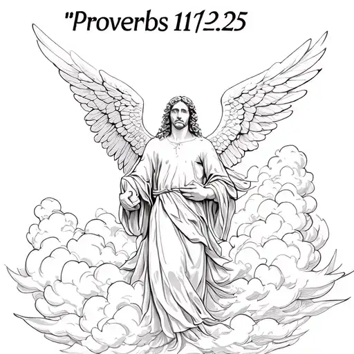 "Proverbs 11:25"  raphael the arch angel with clouds surrounding tattoo design idea