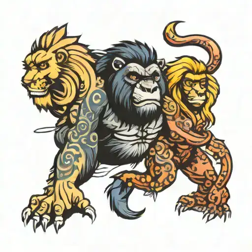 lion and gorilla tattoo design idea