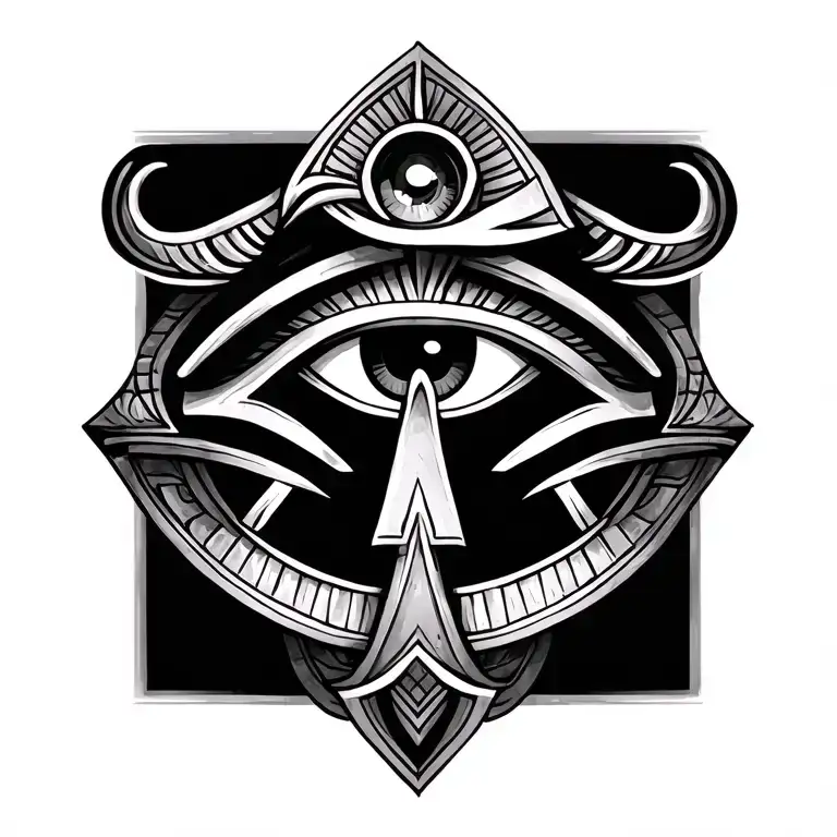 ankh symbol and eyes of horus eye tattoo design idea