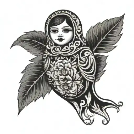 nesting doll with honey jar honey comb tattoo design idea