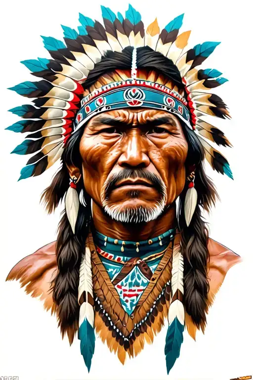 ancient american indian warrior tattoo design idea