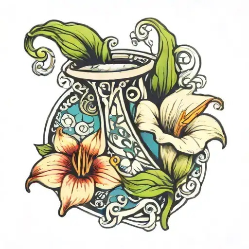 tiny scrpit of the word Jolly and the Y morphs into a calla lily tattoo design idea