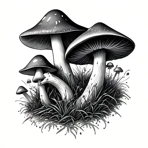 Bonnie And Clyde, magic mushrooms tattoo design idea