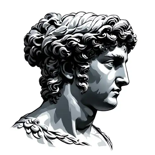 Greek sculpture with filagree tattoo design idea