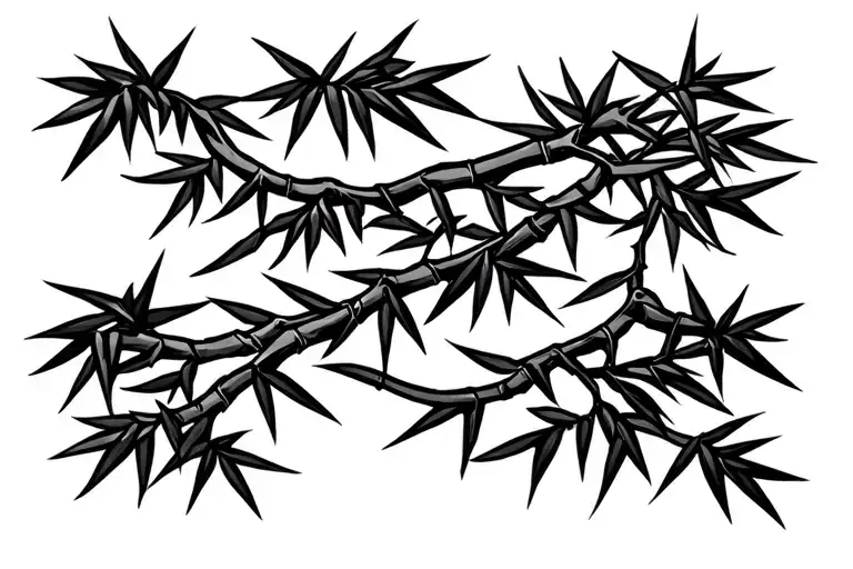 bamboo thin branches horisontal tattoo design idea