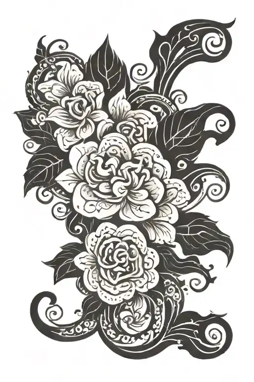 The sentence (mesbah kurdestany) is written in a classic, vertical manner from top to bottom with tiny designs of flower tattoo design idea