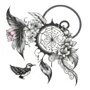 stylized infinity, heart, cancer constellation, feather, dandelion, moon, dove, wave, flamingo tattoo design idea
