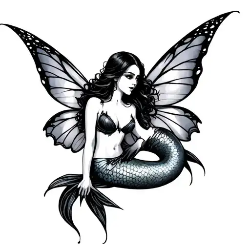 fairy mermaid vampire tattoo design idea