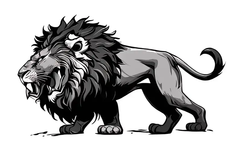 lion seen from the front as if attacking, with its head and claws visible tattoo design idea