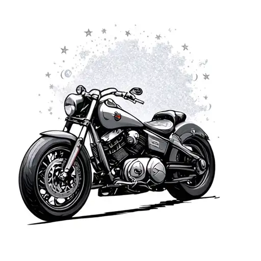 adventure motorcycle saturn glitter stars tattoo design idea