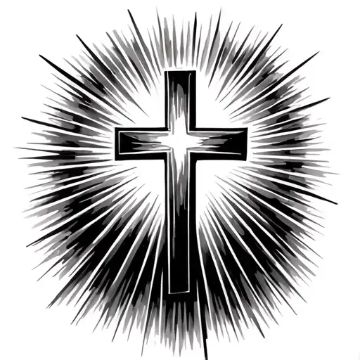 Simple Cross with rays of light tattoo design idea