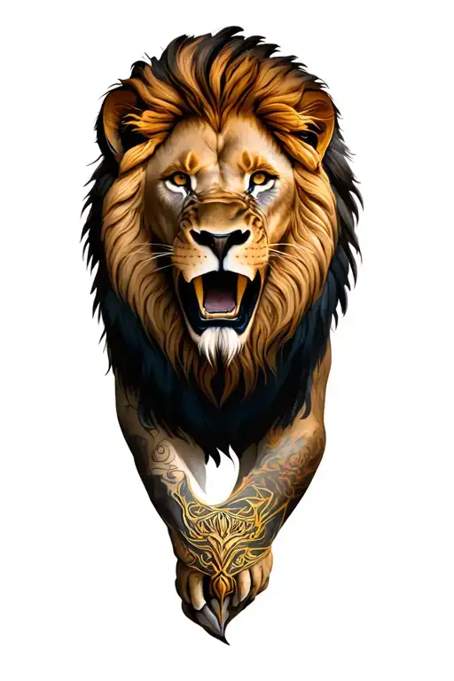 king lion roaring tattoo design idea